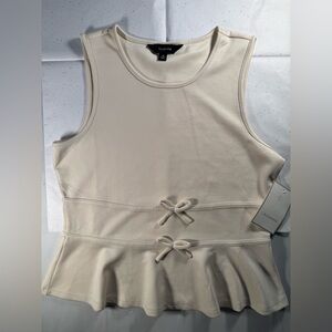 Calligraphie Cream Sleeveless Top